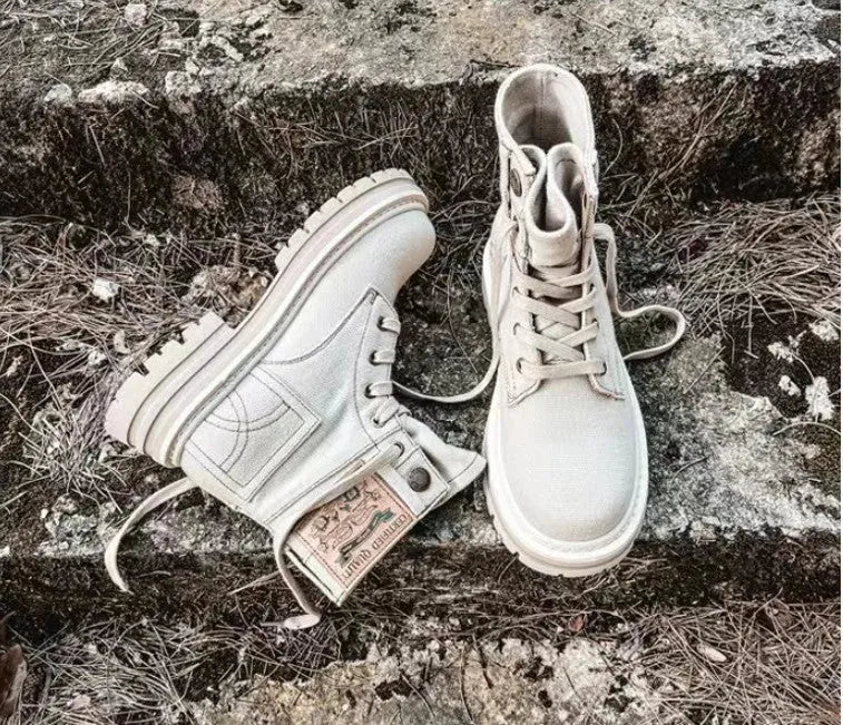 New Thick-soled Short Martin Boots Women's Denim - Bellarte Enchanté New Thick-soled Short Martin Boots Women's Denim