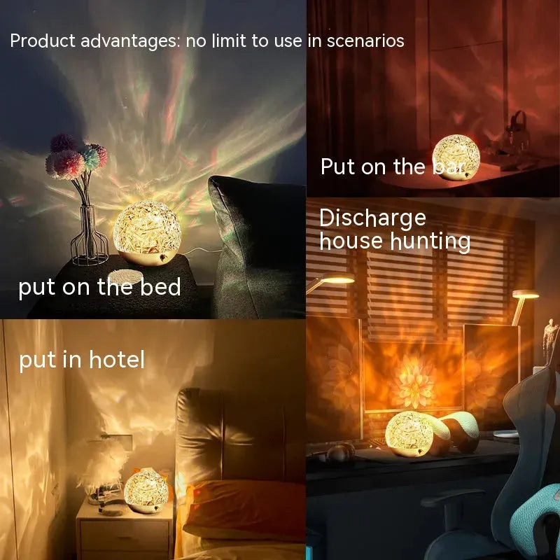 New Water Ripple Projector Night Light Crystal Mood Lamp Bedside Home Bedroom Decoration Aesthetic Christmas Gift Sunset Lights - Bellarte Enchanté New Water Ripple Projector Night Light Crystal Mood Lamp Bedside Home Bedroom Decoration Aesthetic Christmas Gift Sunset Lights