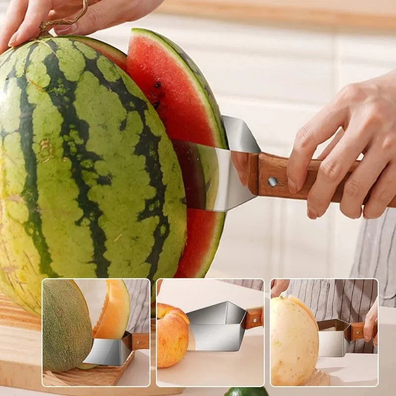 New Watermelon Splitter Watermelon Cutting Artifact 430 Stainless Steel Cutting Piece Splitter Household Melon Triangle Cutting Knife Fruit Knife Kitchen Gadgets - Bellarte Enchanté New Watermelon Splitter Watermelon Cutting Artifact 430 Stainless Steel Cutting Piece Splitter Household Melon Triangle Cutting Knife Fruit Knife Kitchen Gadgets