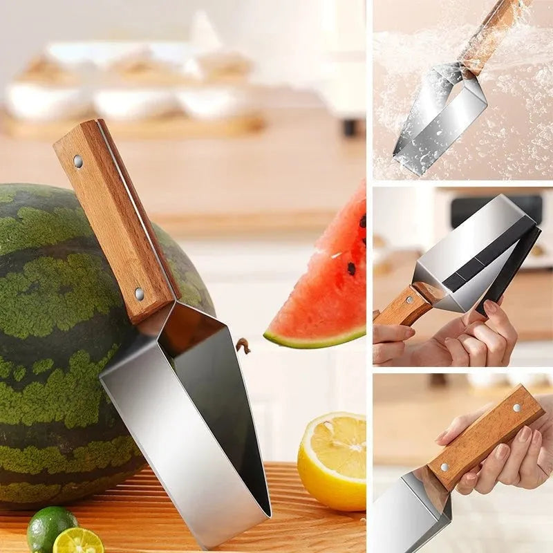 New Watermelon Splitter Watermelon Cutting Artifact 430 Stainless Steel Cutting Piece Splitter Household Melon Triangle Cutting Knife Fruit Knife Kitchen Gadgets - Bellarte Enchanté New Watermelon Splitter Watermelon Cutting Artifact 430 Stainless Steel Cutting Piece Splitter Household Melon Triangle Cutting Knife Fruit Knife Kitchen Gadgets