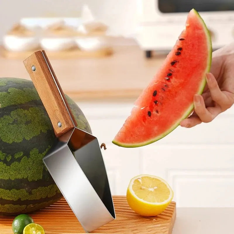 New Watermelon Splitter Watermelon Cutting Artifact 430 Stainless Steel Cutting Piece Splitter Household Melon Triangle Cutting Knife Fruit Knife Kitchen Gadgets - Bellarte Enchanté New Watermelon Splitter Watermelon Cutting Artifact 430 Stainless Steel Cutting Piece Splitter Household Melon Triangle Cutting Knife Fruit Knife Kitchen Gadgets