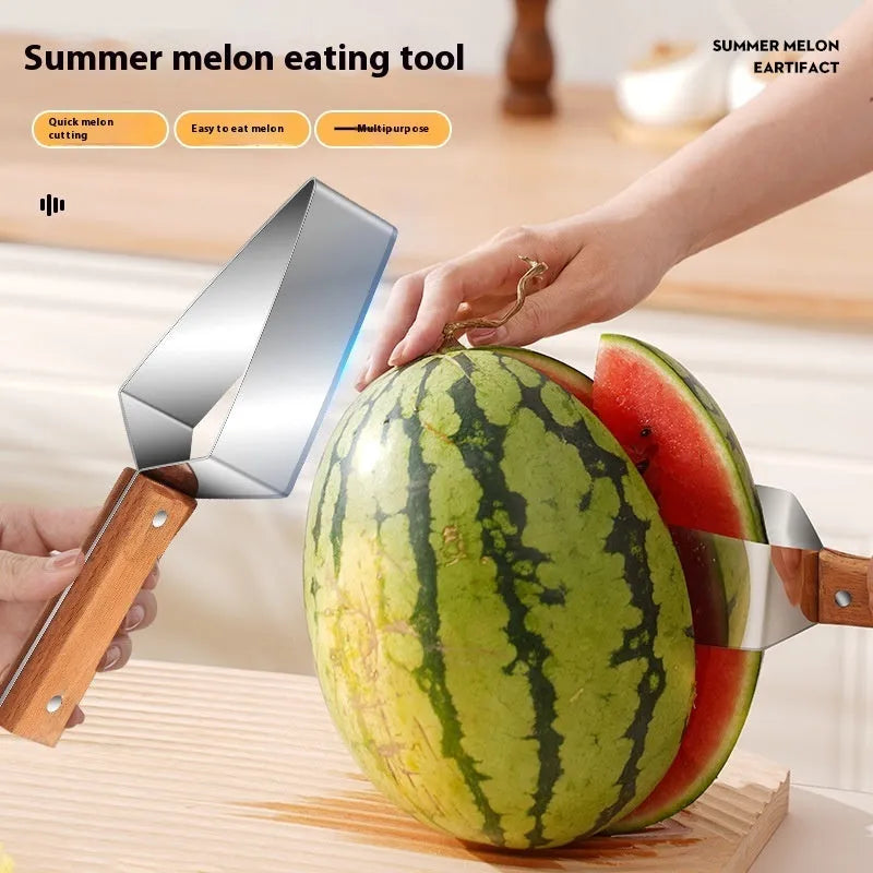 New Watermelon Splitter Watermelon Cutting Artifact 430 Stainless Steel Cutting Piece Splitter Household Melon Triangle Cutting Knife Fruit Knife Kitchen Gadgets - Bellarte Enchanté New Watermelon Splitter Watermelon Cutting Artifact 430 Stainless Steel Cutting Piece Splitter Household Melon Triangle Cutting Knife Fruit Knife Kitchen Gadgets
