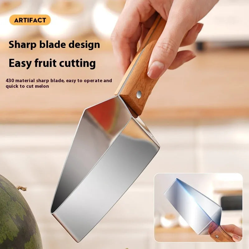 New Watermelon Splitter Watermelon Cutting Artifact 430 Stainless Steel Cutting Piece Splitter Household Melon Triangle Cutting Knife Fruit Knife Kitchen Gadgets - Bellarte Enchanté New Watermelon Splitter Watermelon Cutting Artifact 430 Stainless Steel Cutting Piece Splitter Household Melon Triangle Cutting Knife Fruit Knife Kitchen Gadgets