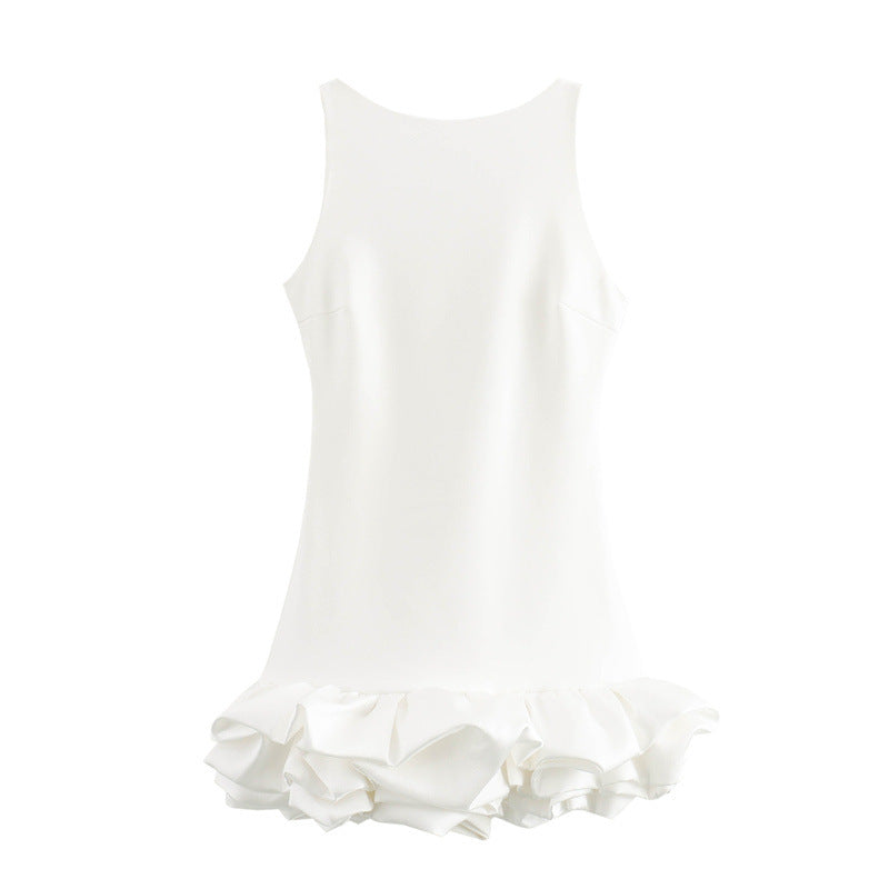 New Women's Fashion White Sleeveless Short Frill Dress - Bellarte Enchanté New Women's Fashion White Sleeveless Short Frill Dress