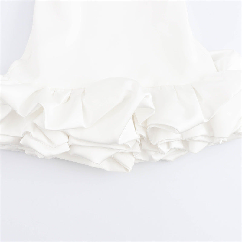 New Women's Fashion White Sleeveless Short Frill Dress - Bellarte Enchanté New Women's Fashion White Sleeveless Short Frill Dress