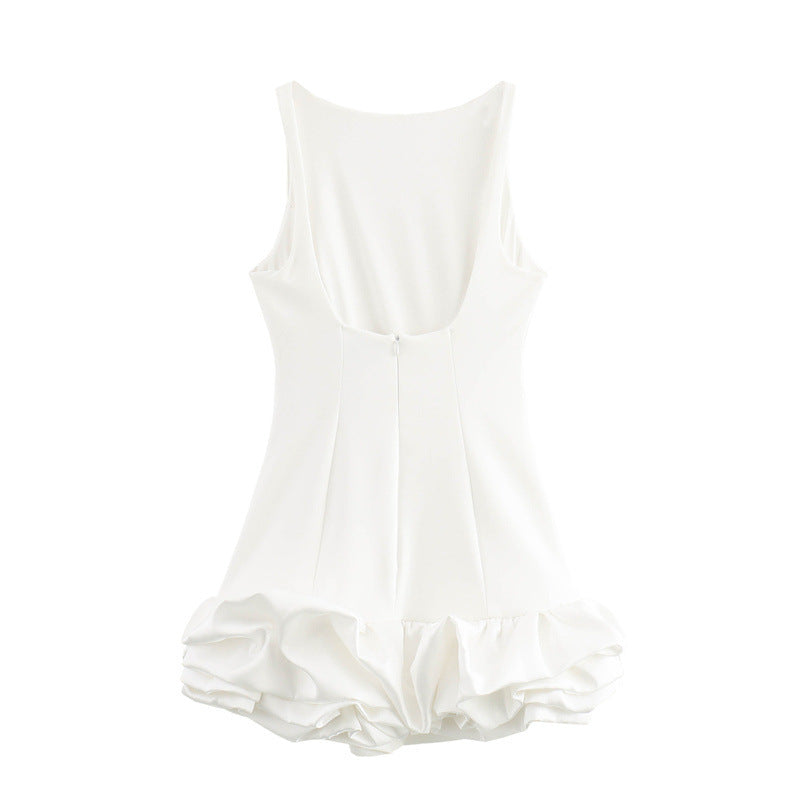 New Women's Fashion White Sleeveless Short Frill Dress - Bellarte Enchanté New Women's Fashion White Sleeveless Short Frill Dress