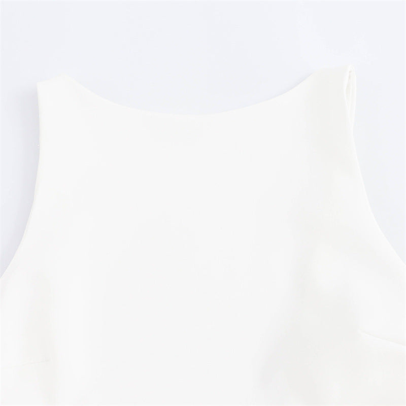 New Women's Fashion White Sleeveless Short Frill Dress - Bellarte Enchanté New Women's Fashion White Sleeveless Short Frill Dress