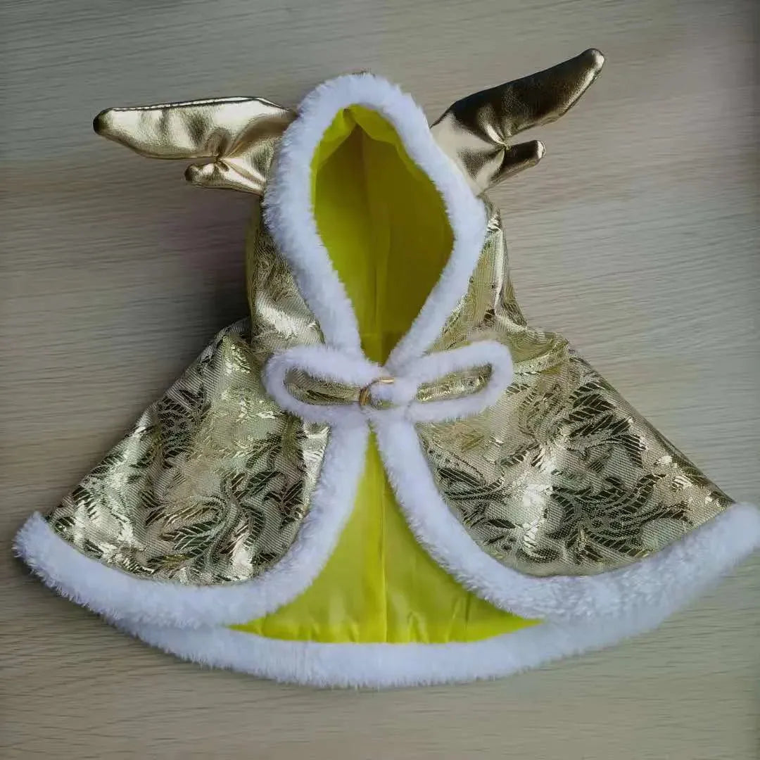 New Year Pet Clothes Dog Cat Brocade Satin Satin Cloak - Bellarte Enchanté New Year Pet Clothes Dog Cat Brocade Satin Satin Cloak