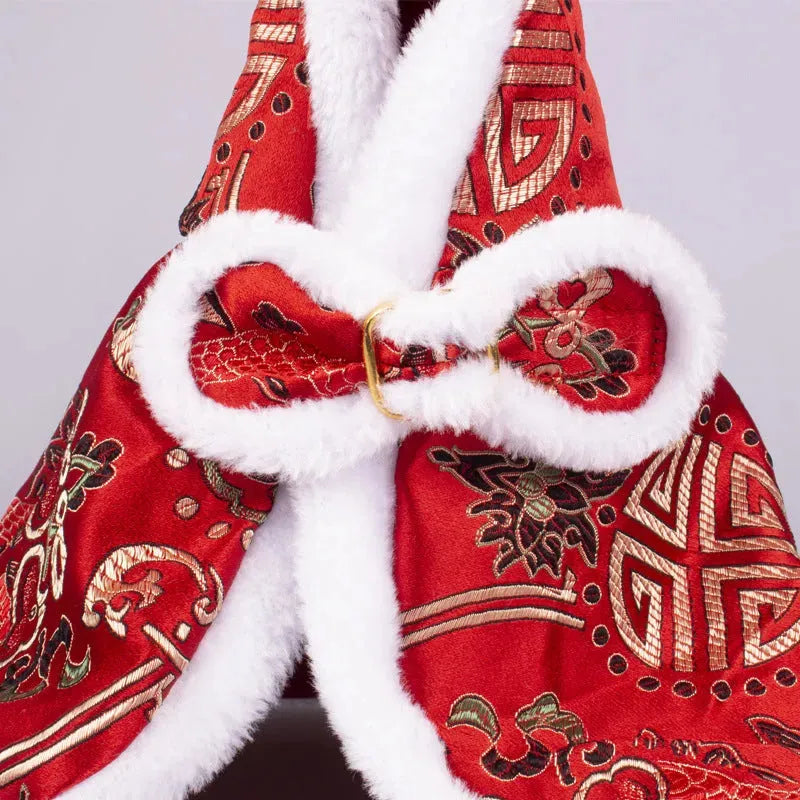 New Year Pet Clothes Dog Cat Brocade Satin Satin Cloak - Bellarte Enchanté New Year Pet Clothes Dog Cat Brocade Satin Satin Cloak