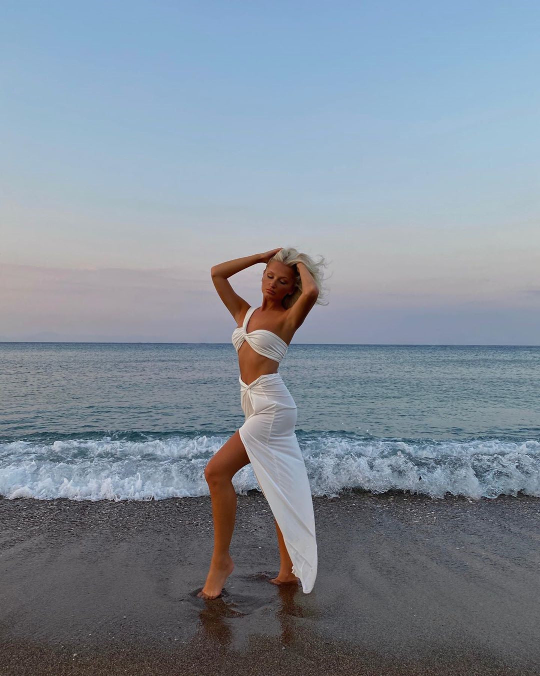 NewAsia Sexy Crop Top Side Split Long Skirts Two Piece Set Women Twist One Shoulder 2 Piece Sets Summer White Party Clothes - Bellarte Enchanté NewAsia Sexy Crop Top Side Split Long Skirts Two Piece Set Women Twist One Shoulder 2 Piece Sets Summer White Party Clothes