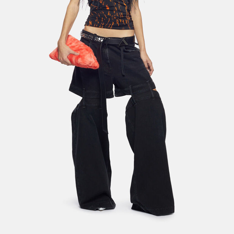 Niche Style Unique Design Women's Open-leg Jeans - Bellarte Enchanté Niche Style Unique Design Women's Open-leg Jeans