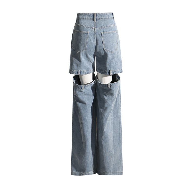 Niche Style Unique Design Women's Open-leg Jeans - Bellarte Enchanté Niche Style Unique Design Women's Open-leg Jeans