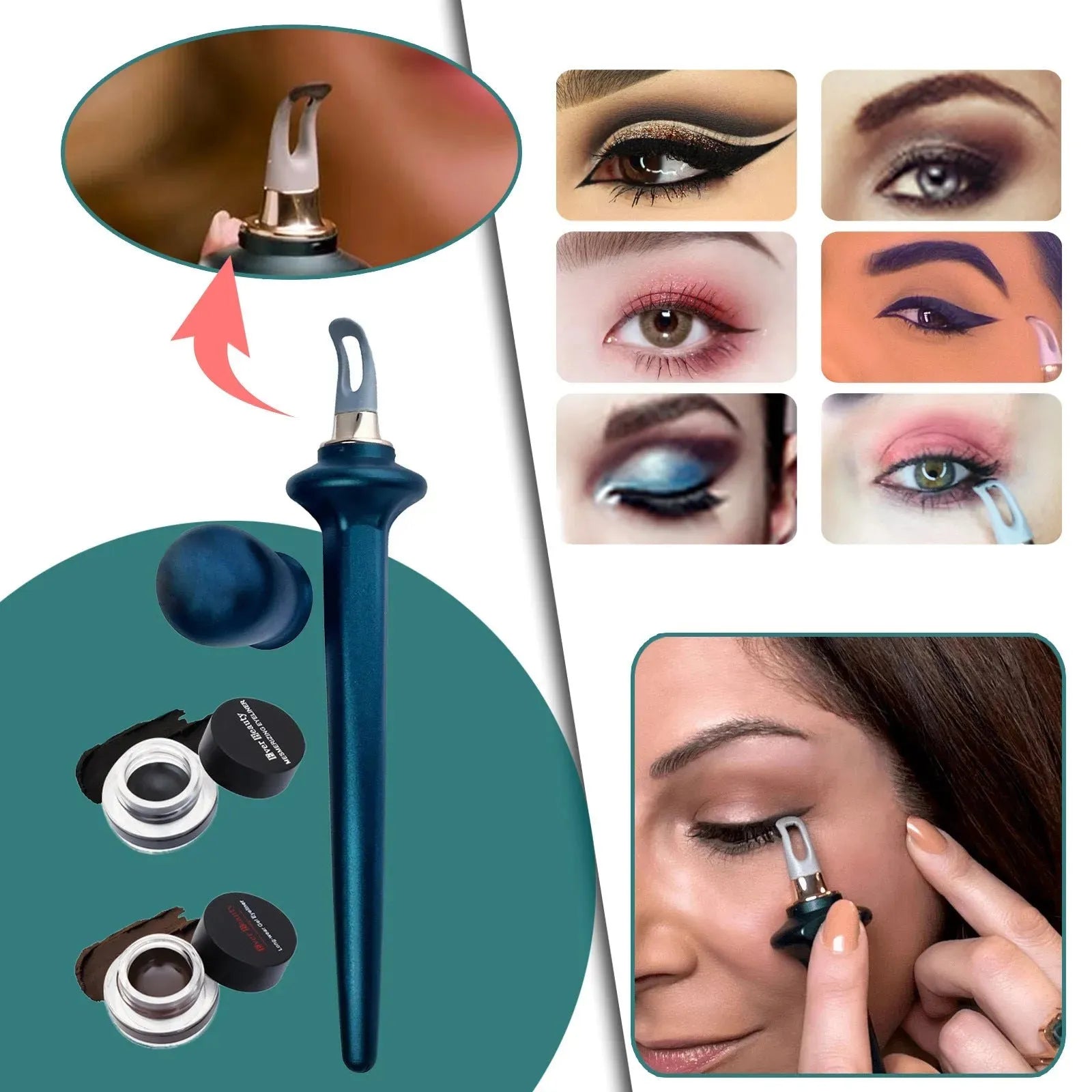 No-Skip Eyeliner Reusable Silicone Eyeliner Guide Tools Eyeliner Gel Pencil Set - Bellarte Enchanté No-Skip Eyeliner Reusable Silicone Eyeliner Guide Tools Eyeliner Gel Pencil Set