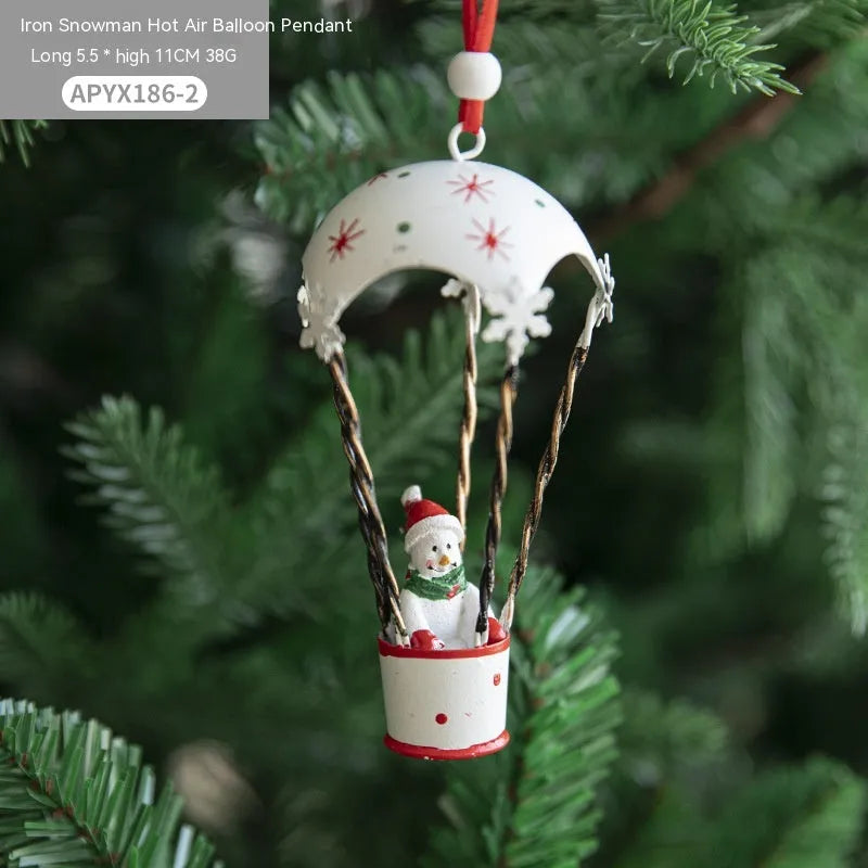 Nordic Iron Christmas Hot Air Balloon Parachute Pendant Creative Decorations Tree Charms Hangings - Bellarte Enchanté Nordic Iron Christmas Hot Air Balloon Parachute Pendant Creative Decorations Tree Charms Hangings