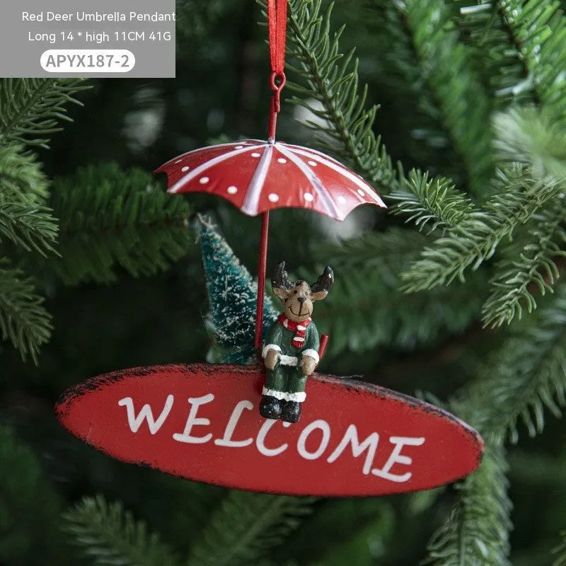 Nordic Iron Christmas Hot Air Balloon Parachute Pendant Creative Decorations Tree Charms Hangings - Bellarte Enchanté Nordic Iron Christmas Hot Air Balloon Parachute Pendant Creative Decorations Tree Charms Hangings