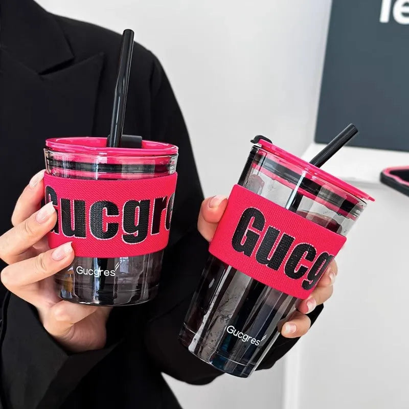 Northern Lights Personality Affordable Luxury Rose Red Set Portable Coffee Cup - Bellarte Enchanté Northern Lights Personality Affordable Luxury Rose Red Set Portable Coffee Cup