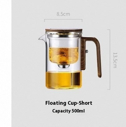 One Click Magnetic Teapot Separation Filtration Glass Tea Pot Wood Handle Tea Water Separation Inner Container Teapot - Bellarte Enchanté One Click Magnetic Teapot Separation Filtration Glass Tea Pot Wood Handle Tea Water Separation Inner Container Teapot