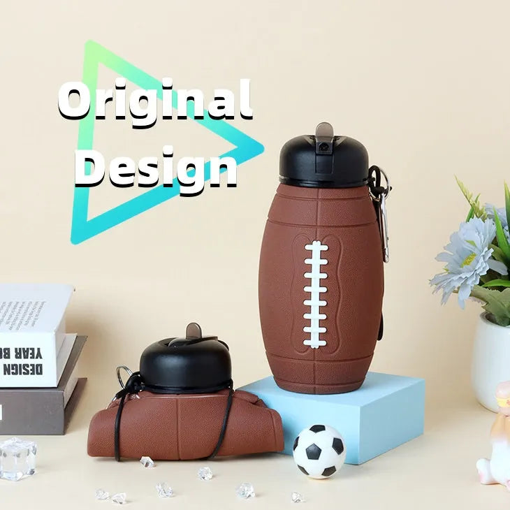 Outdoor Collapsible Sports Water Bottle Reusable Leak-proof Portable Football Water Bottle For All Sports - Bellarte Enchanté Outdoor Collapsible Sports Water Bottle Reusable Leak-proof Portable Football Water Bottle For All Sports