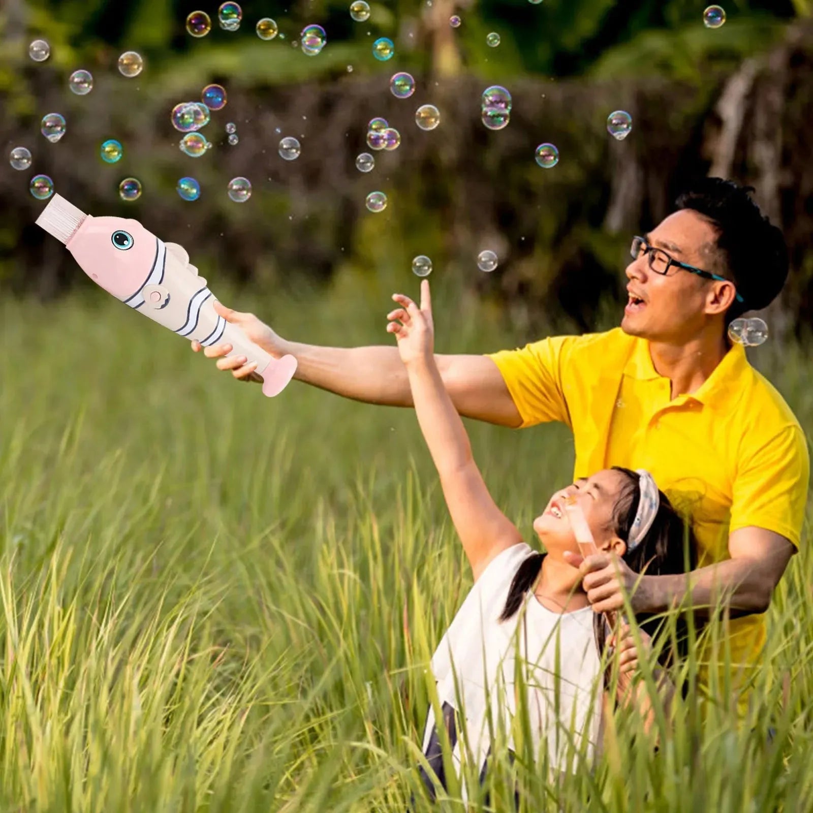 Outdoor Funny Magic Bubble Blower Machine Elastic Smoke Bubble Machine Electric Bubble Blowing Space Fish - Bellarte Enchanté Outdoor Funny Magic Bubble Blower Machine Elastic Smoke Bubble Machine Electric Bubble Blowing Space Fish