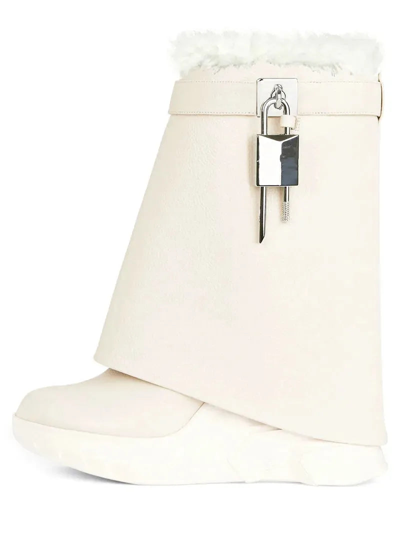 Oversized Women's Plush Mid Length Boots - Bellarte Enchanté Oversized Women's Plush Mid Length Boots