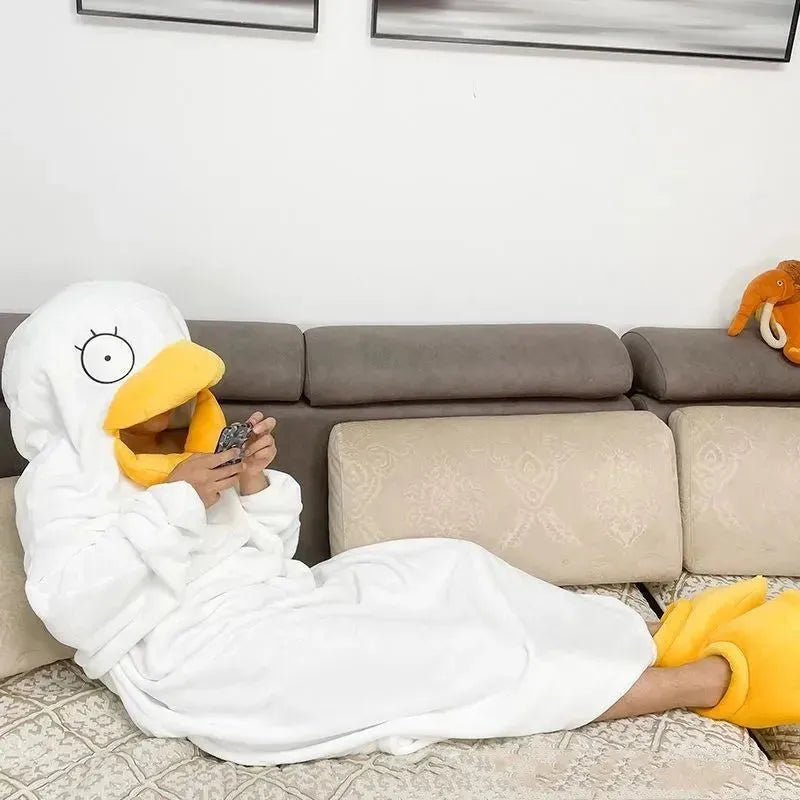 Pajamas Winter Duck One-piece Funny Sleeping Bag For Men And Women - Bellarte Enchanté Pajamas Winter Duck One-piece Funny Sleeping Bag For Men And Women