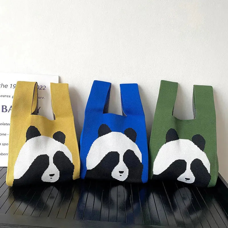 Panda Knitted Shoulder Handbag - Bellarte Enchanté Panda Knitted Shoulder Handbag
