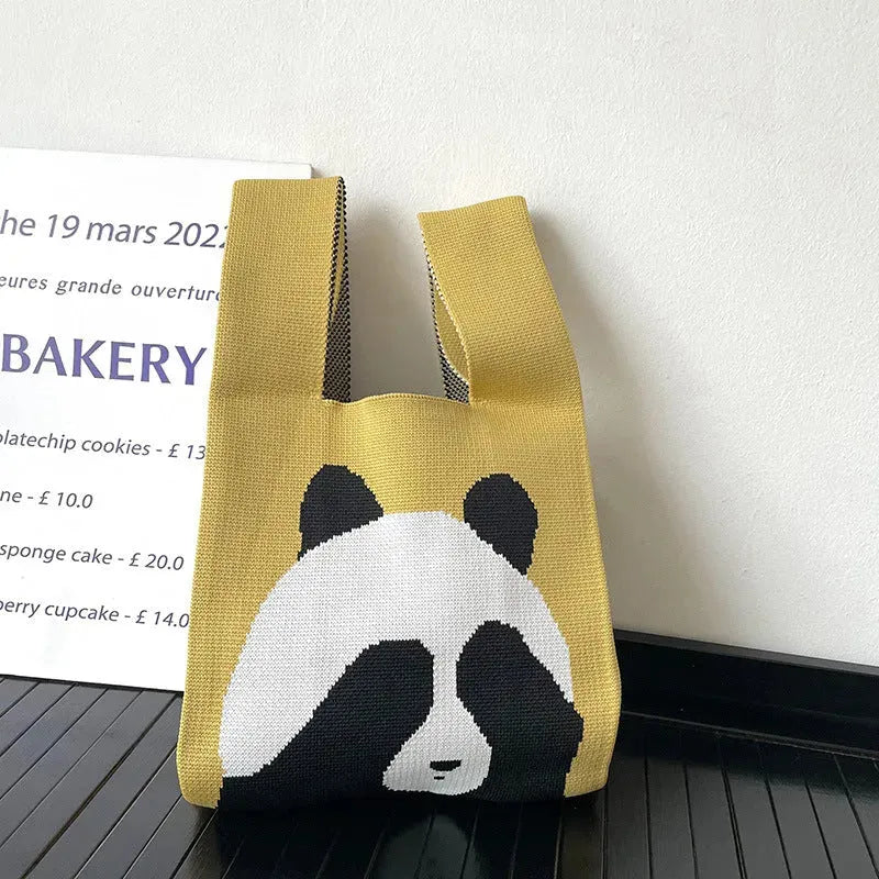 Panda Knitted Shoulder Handbag - Bellarte Enchanté Panda Knitted Shoulder Handbag