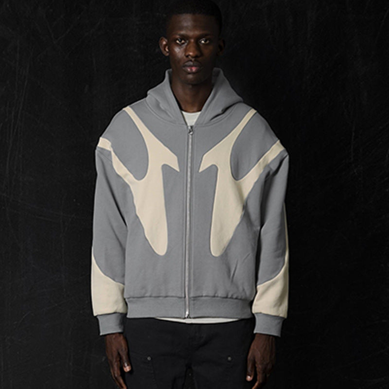 Pattern Stitching Trendy Hooded Cardigan Zipper Sweater - Bellarte Enchanté Pattern Stitching Trendy Hooded Cardigan Zipper Sweater