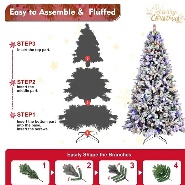PE PVC Pine Mixed Christmas Tree With Colorful Warm Light 10 Function LED, Memory Wire & Easy Power Technology - Bellarte Enchanté PE PVC Pine Mixed Christmas Tree With Colorful Warm Light 10 Function LED, Memory Wire & Easy Power Technology