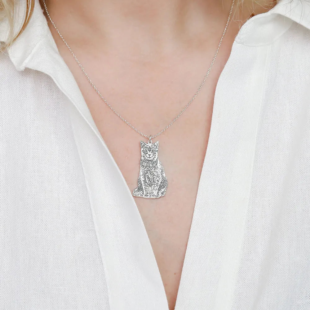 Personalized Stainless Steel Character Pet Necklace - Bellarte Enchanté Personalized Stainless Steel Character Pet Necklace