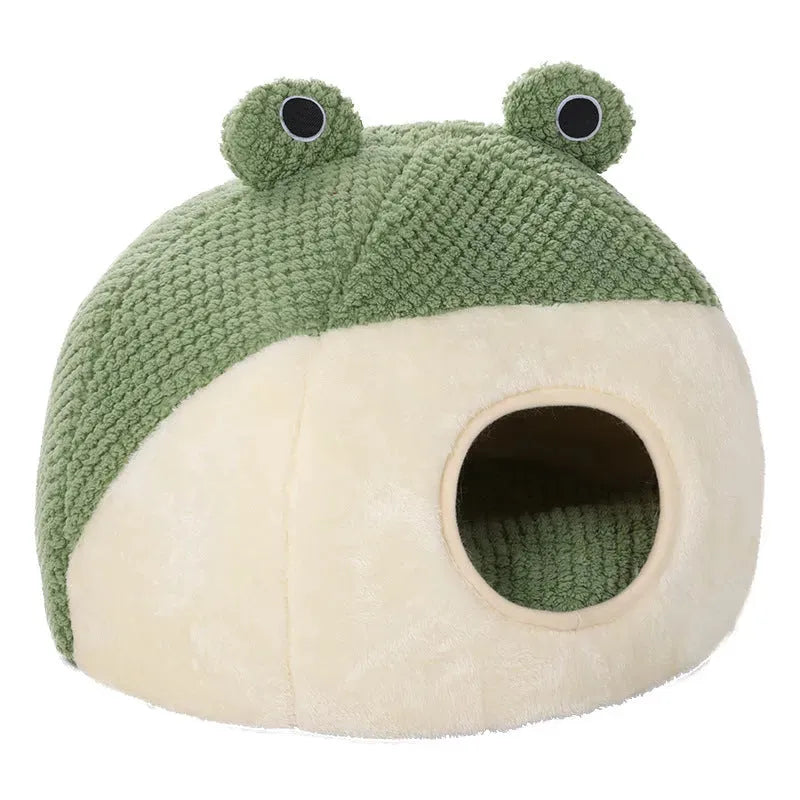 Pet Cat Dog Nest Little Frog Series Warm Plush Mat Autumn Winter Pet House Full Package Nest For Small Cats Dogs Within 5KG - Bellarte Enchanté Pet Cat Dog Nest Little Frog Series Warm Plush Mat Autumn Winter Pet House Full Package Nest For Small Cats Dogs Within 5KG