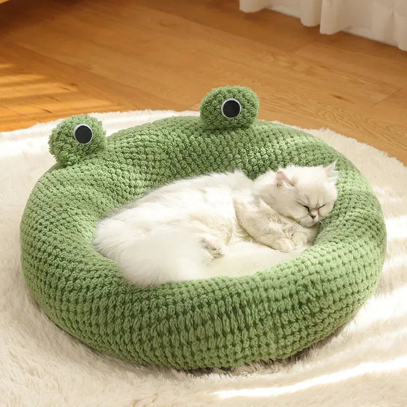 Pet Cat Dog Nest Little Frog Series Warm Plush Mat Autumn Winter Pet House Full Package Nest For Small Cats Dogs Within 5KG - Bellarte Enchanté Pet Cat Dog Nest Little Frog Series Warm Plush Mat Autumn Winter Pet House Full Package Nest For Small Cats Dogs Within 5KG
