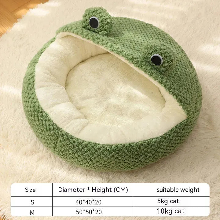 Pet Cat Dog Nest Little Frog Series Warm Plush Mat Autumn Winter Pet House Full Package Nest For Small Cats Dogs Within 5KG - Bellarte Enchanté Pet Cat Dog Nest Little Frog Series Warm Plush Mat Autumn Winter Pet House Full Package Nest For Small Cats Dogs Within 5KG