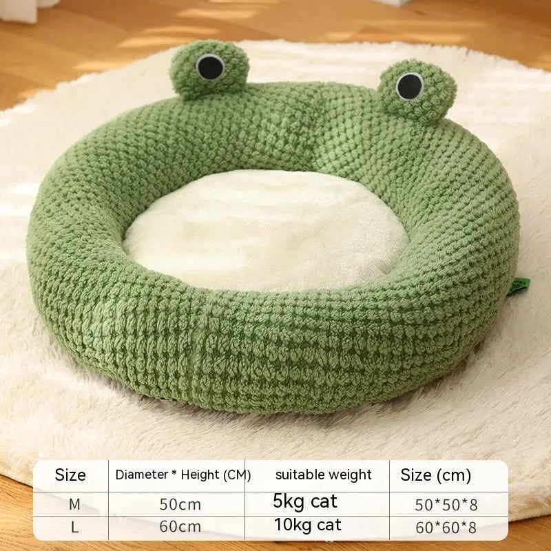 Pet Cat Dog Nest Little Frog Series Warm Plush Mat Autumn Winter Pet House Full Package Nest For Small Cats Dogs Within 5KG - Bellarte Enchanté Pet Cat Dog Nest Little Frog Series Warm Plush Mat Autumn Winter Pet House Full Package Nest For Small Cats Dogs Within 5KG