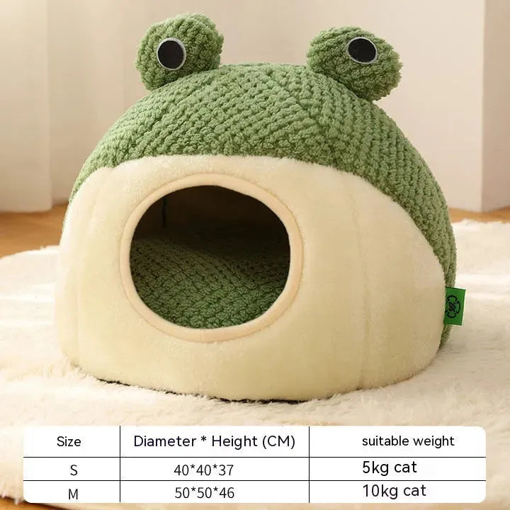 Pet Cat Dog Nest Little Frog Series Warm Plush Mat Autumn Winter Pet House Full Package Nest For Small Cats Dogs Within 5KG - Bellarte Enchanté Pet Cat Dog Nest Little Frog Series Warm Plush Mat Autumn Winter Pet House Full Package Nest For Small Cats Dogs Within 5KG