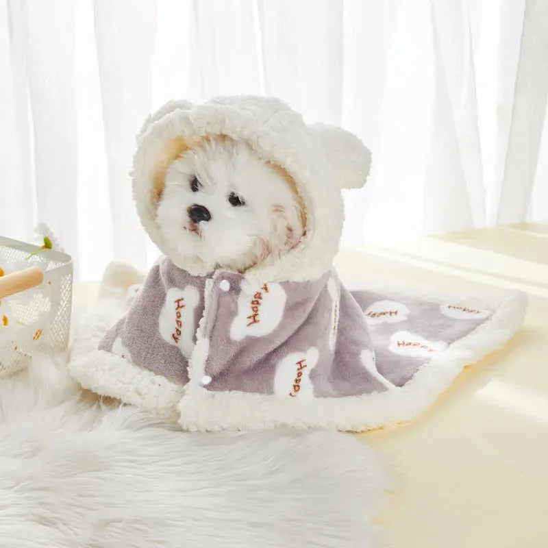 Pet Clothes Warm Thickened Flannel Hooded Shawl Pajamas - Bellarte Enchanté Pet Clothes Warm Thickened Flannel Hooded Shawl Pajamas