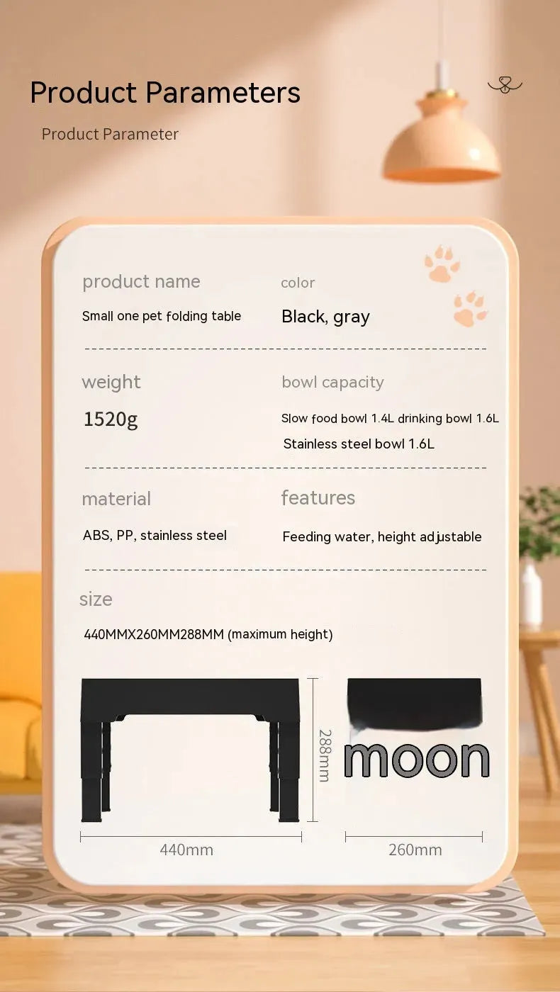 Pet Dining-table Ceramic Stainless Steel Double Bowl Height Adjustable - Bellarte Enchanté Pet Dining-table Ceramic Stainless Steel Double Bowl Height Adjustable