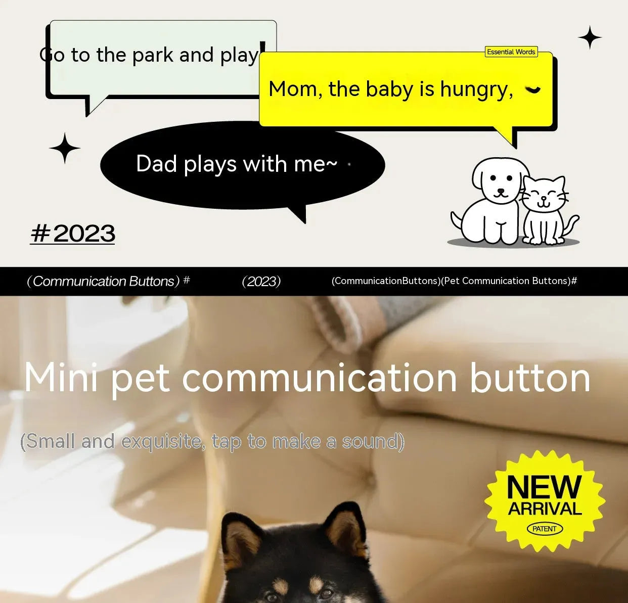 Pet Small Size Ac Cat Voice Stitching Miniature Recording Dog Training Talking Button - Bellarte Enchanté Pet Small Size Ac Cat Voice Stitching Miniature Recording Dog Training Talking Button