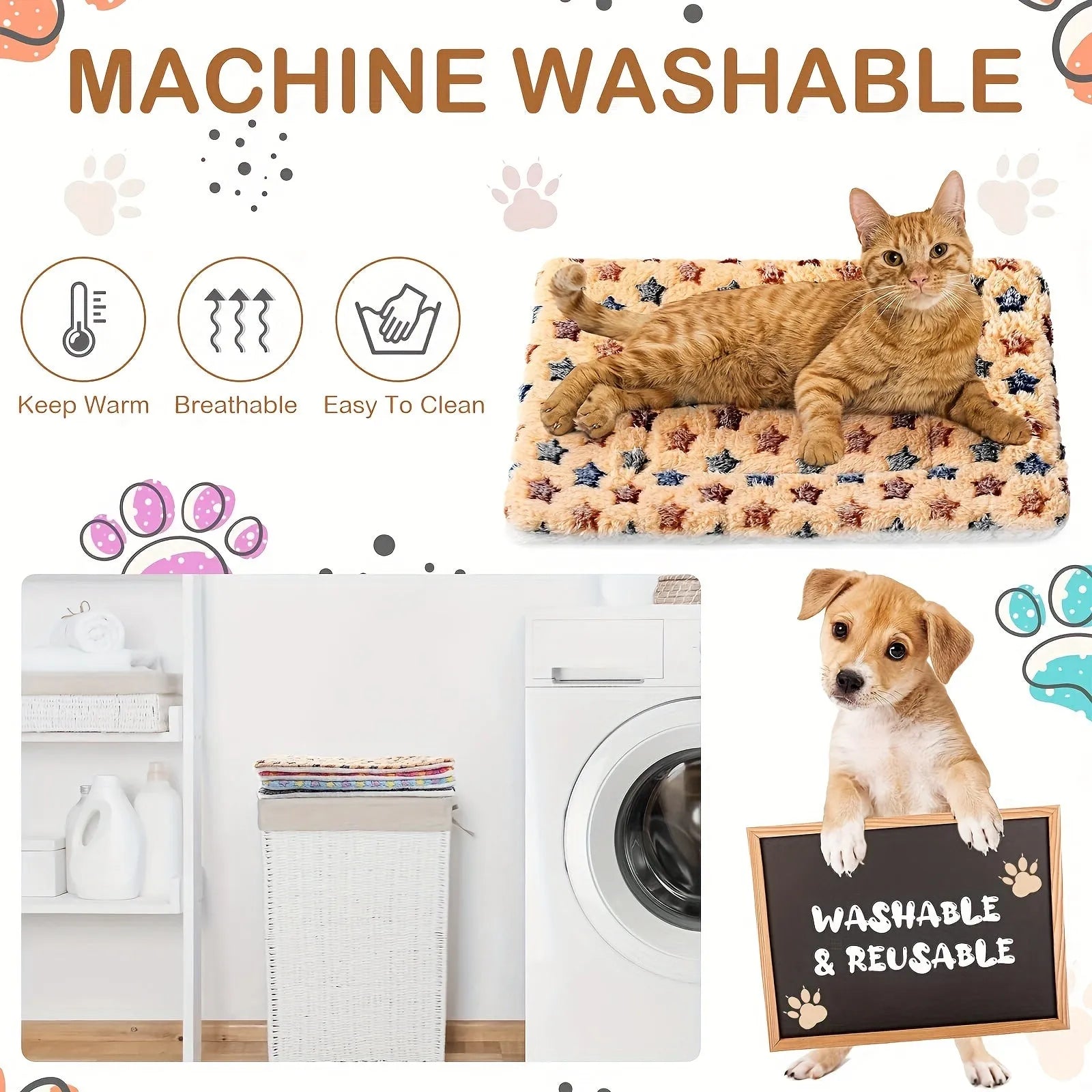 Pets Dog Bed Mat Crate Pad Soft Pet Bed Washable - Bellarte Enchanté Pets Dog Bed Mat Crate Pad Soft Pet Bed Washable
