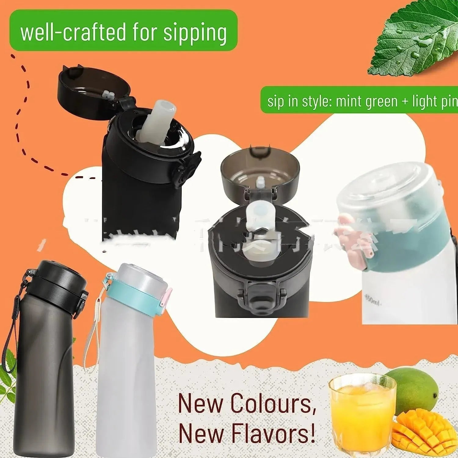 Plastic Fragrance Ring Straw Sports Bottle - Bellarte Enchanté Plastic Fragrance Ring Straw Sports Bottle