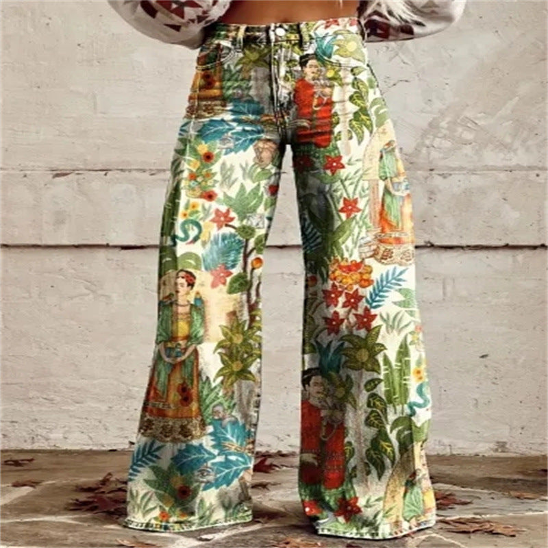 Plus Size Women's Casual Thin Wide Leg Imitation Jeans - Bellarte Enchanté Plus Size Women's Casual Thin Wide Leg Imitation Jeans