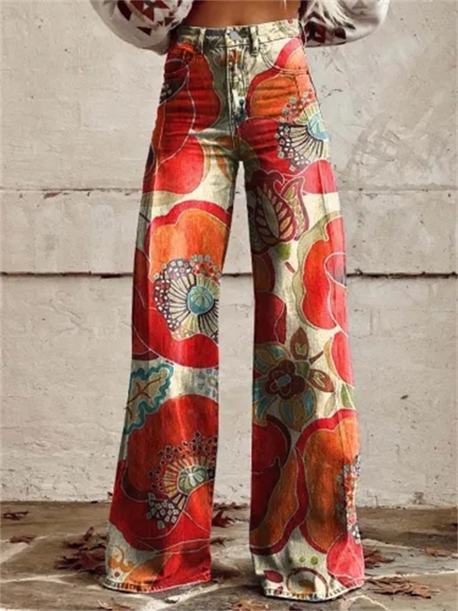 Plus Size Women's Casual Thin Wide Leg Imitation Jeans - Bellarte Enchanté Plus Size Women's Casual Thin Wide Leg Imitation Jeans