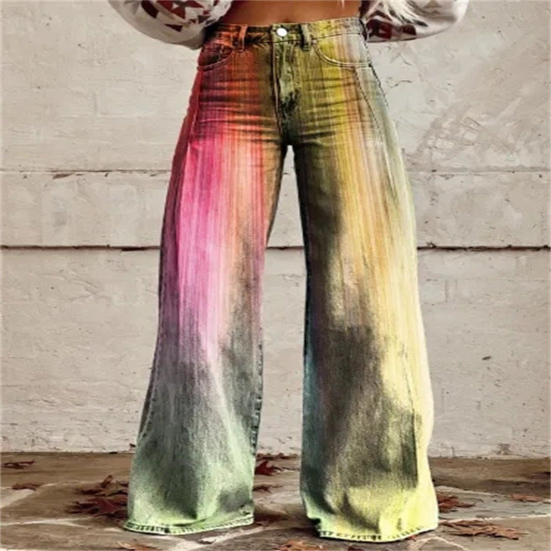 Plus Size Women's Casual Thin Wide Leg Imitation Jeans - Bellarte Enchanté Plus Size Women's Casual Thin Wide Leg Imitation Jeans