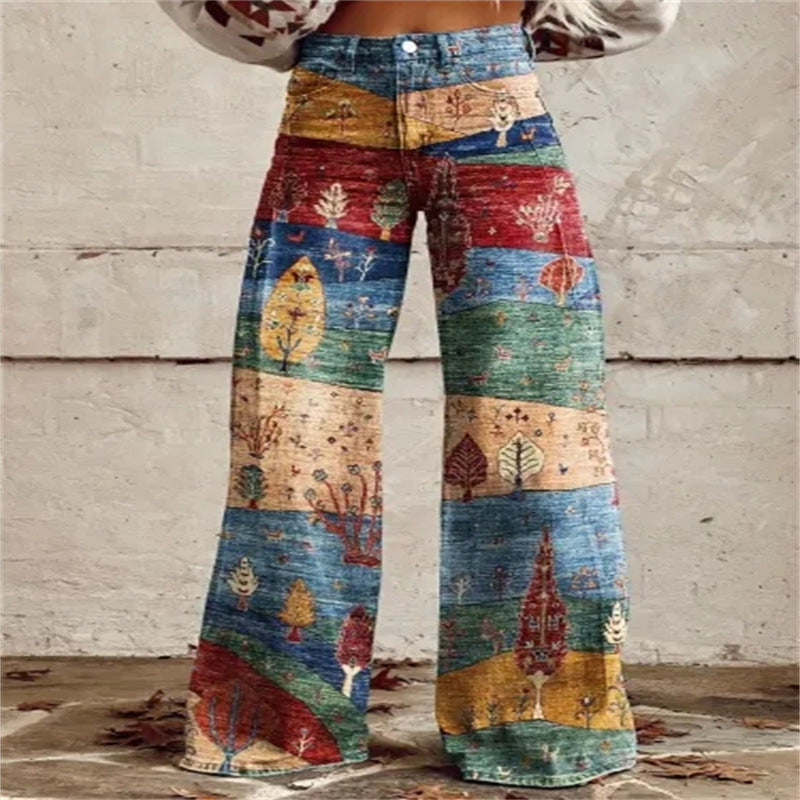 Plus Size Women's Casual Thin Wide Leg Imitation Jeans - Bellarte Enchanté Plus Size Women's Casual Thin Wide Leg Imitation Jeans