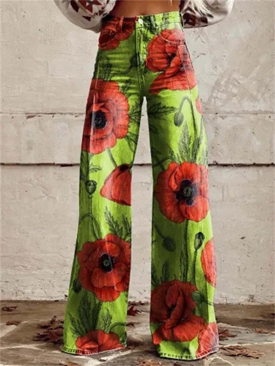 Plus Size Women's Casual Thin Wide Leg Imitation Jeans - Bellarte Enchanté Plus Size Women's Casual Thin Wide Leg Imitation Jeans