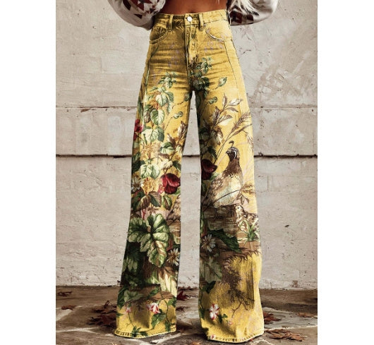 Plus Size Women's Casual Thin Wide Leg Imitation Jeans - Bellarte Enchanté Plus Size Women's Casual Thin Wide Leg Imitation Jeans