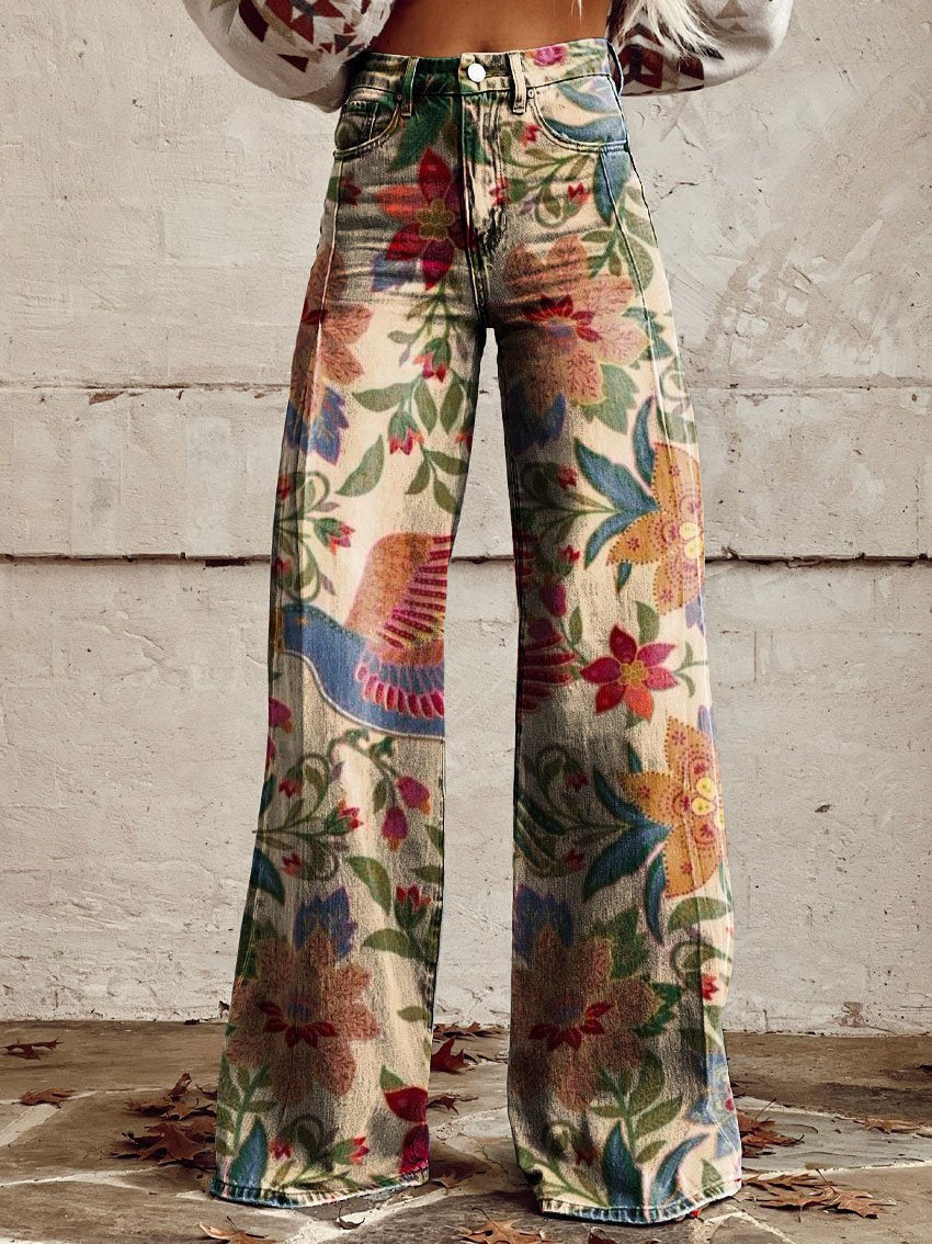 Plus Size Women's Casual Thin Wide Leg Imitation Jeans - Bellarte Enchanté Plus Size Women's Casual Thin Wide Leg Imitation Jeans