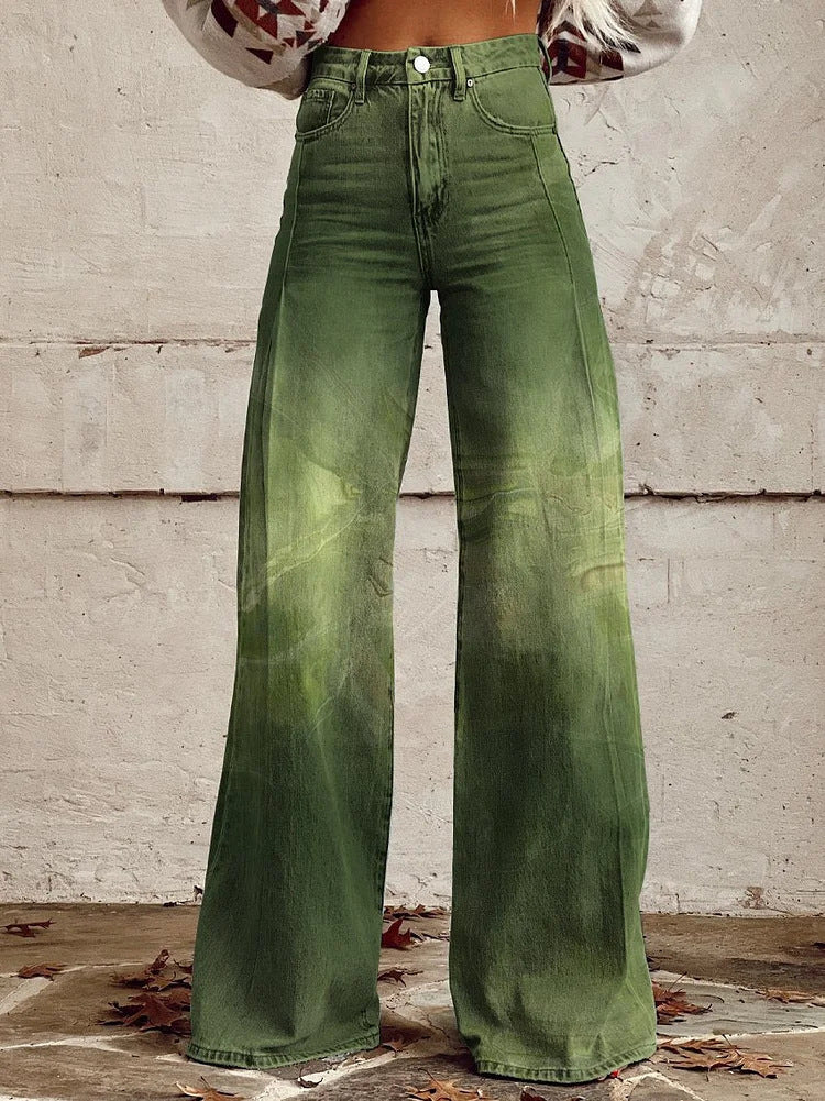 Plus Size Women's Casual Thin Wide Leg Imitation Jeans - Bellarte Enchanté Plus Size Women's Casual Thin Wide Leg Imitation Jeans