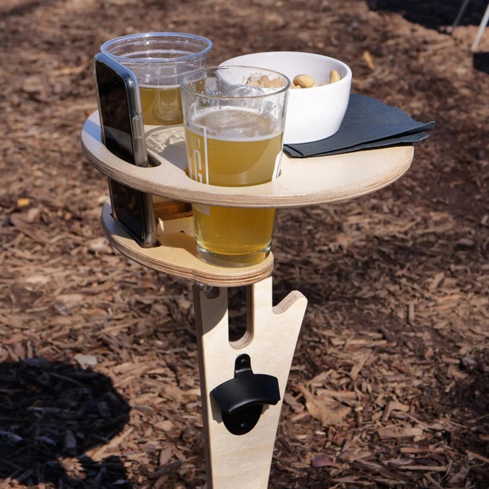 Portable Beer Table Wine Table with Foldable Round Desktop Mini Wooden Picnic Table for Beach Camping Backyard Entertainment - Bellarte Enchanté Portable Beer Table Wine Table with Foldable Round Desktop Mini Wooden Picnic Table for Beach Camping Backyard Entertainment