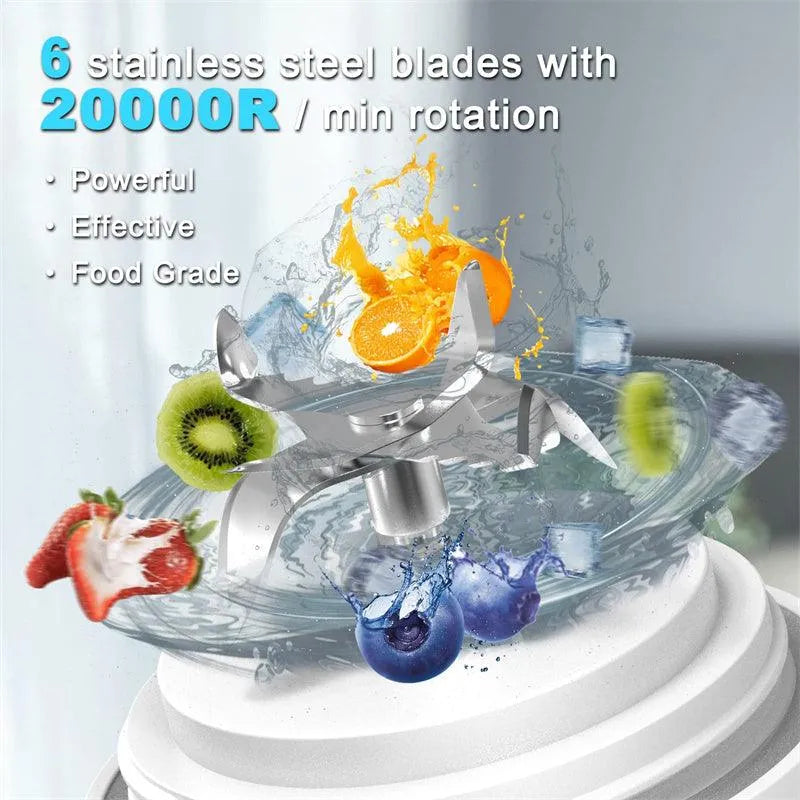 Portable Blender Juicer Personal Size Blender For Shakes And Smoothies With 6 Blade Mini Blender Kitchen Gadgets - Bellarte Enchanté Portable Blender Juicer Personal Size Blender For Shakes And Smoothies With 6 Blade Mini Blender Kitchen Gadgets
